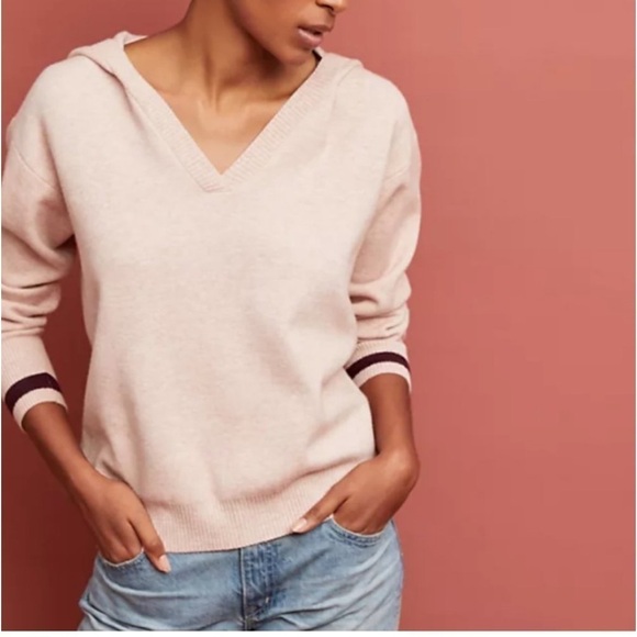 Anthropologie MOTH Women's Seward Hooded Pullover in Pink Size M - Picture 1 of 8